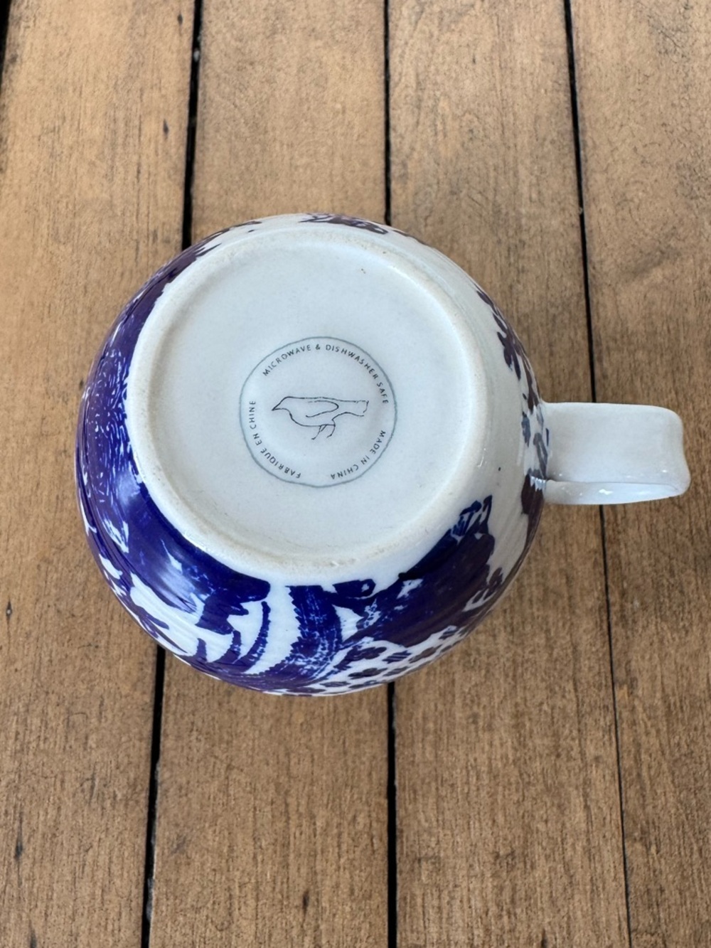Anthropologie Homegrown Blue Floral Bird Print K Initial Monogram Letter Mug - Picture 5 of 5